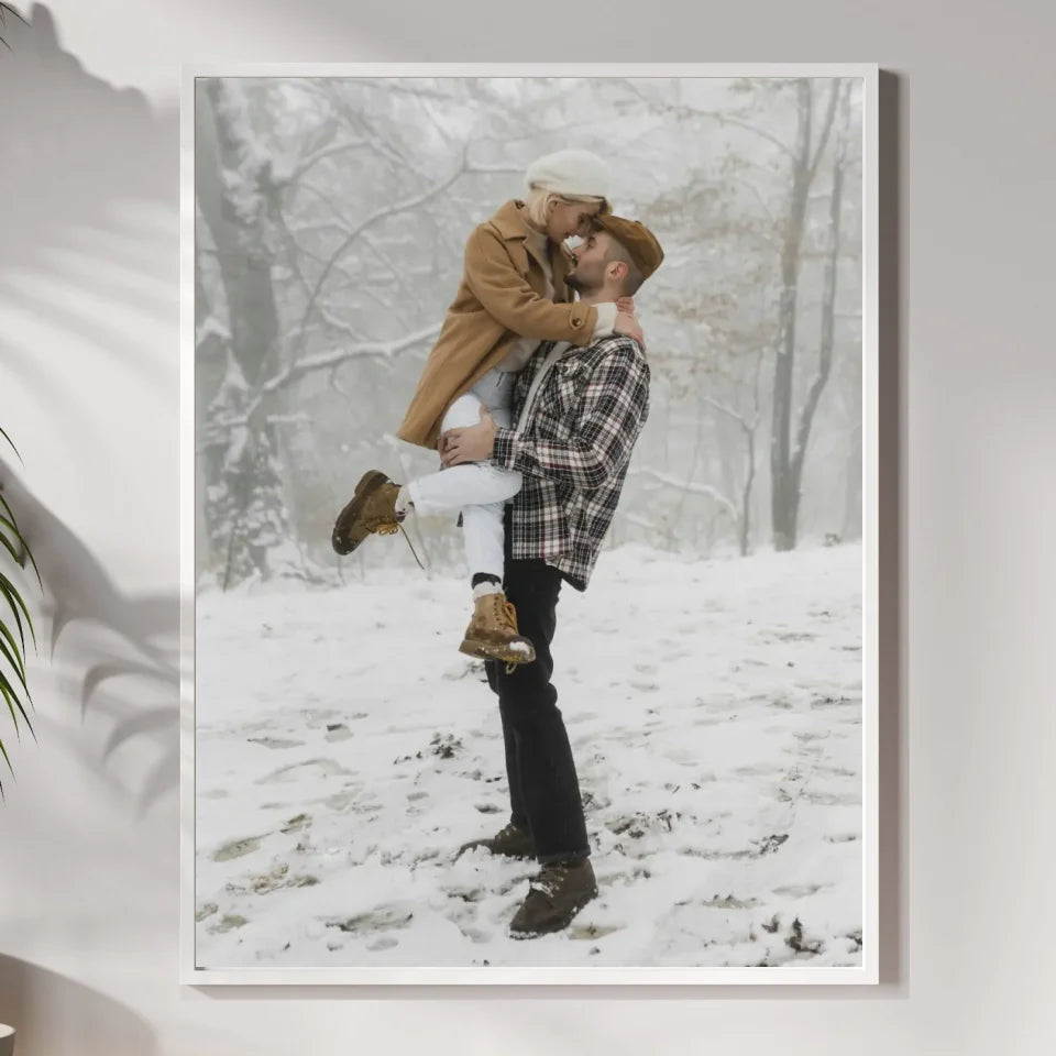 Zimowe zdjęcie pary - druk na płótnie, spersonalizowany prezent dla pary