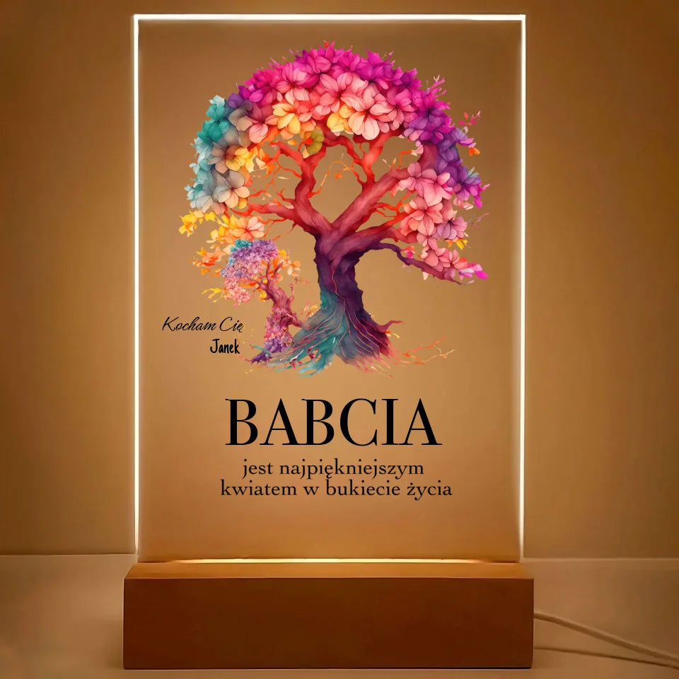 Babcia jest najpiekniejszym kwiatem w bukiecie zycia - druk na szkle akrylowym, spersonalizowany prezent dla babci