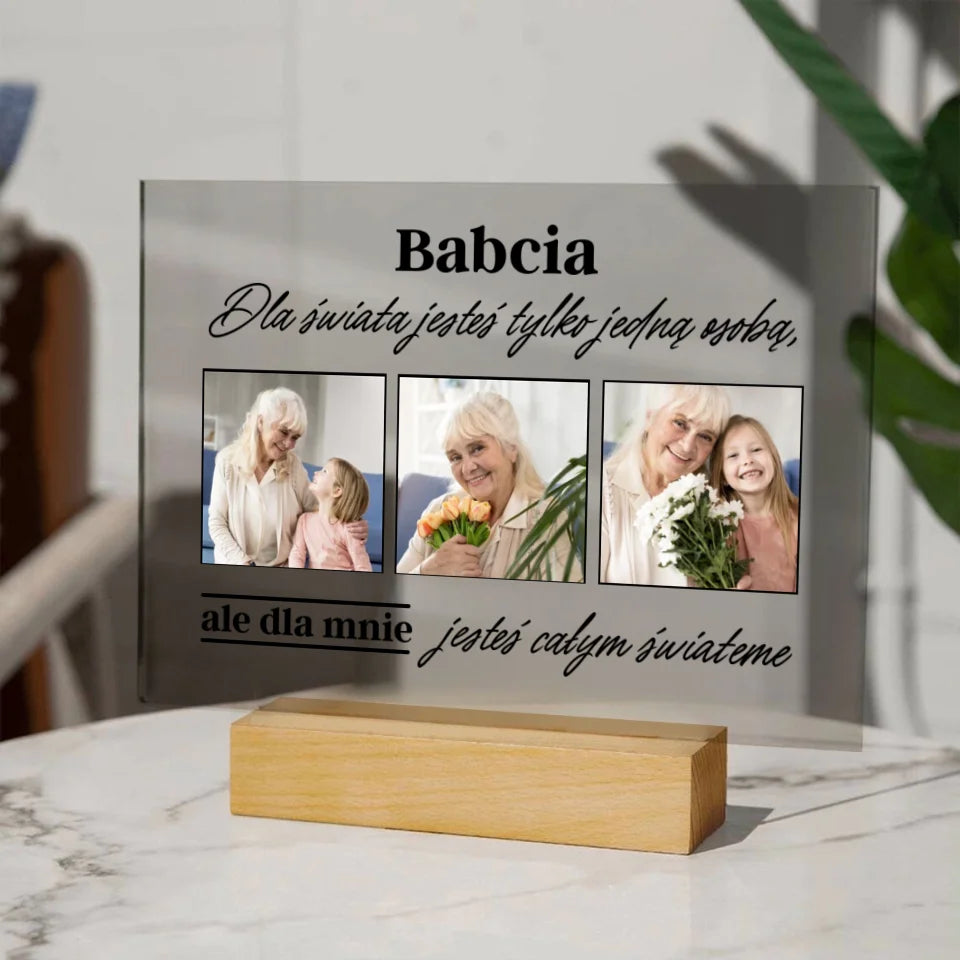 3 zdjęcia z babcią - druk na szkle akrylowem, spersonalizowany prezent dla babci