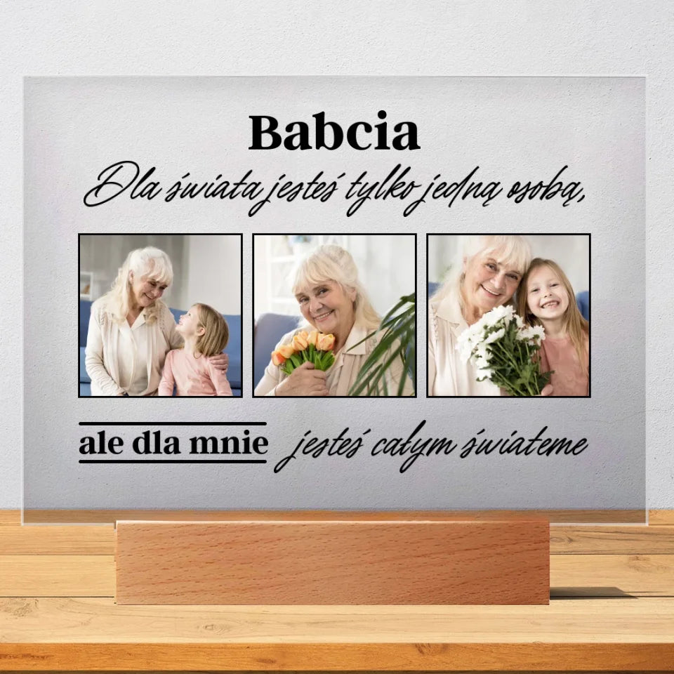 3 zdjęcia z babcią - druk na szkle akrylowem, spersonalizowany prezent dla babci