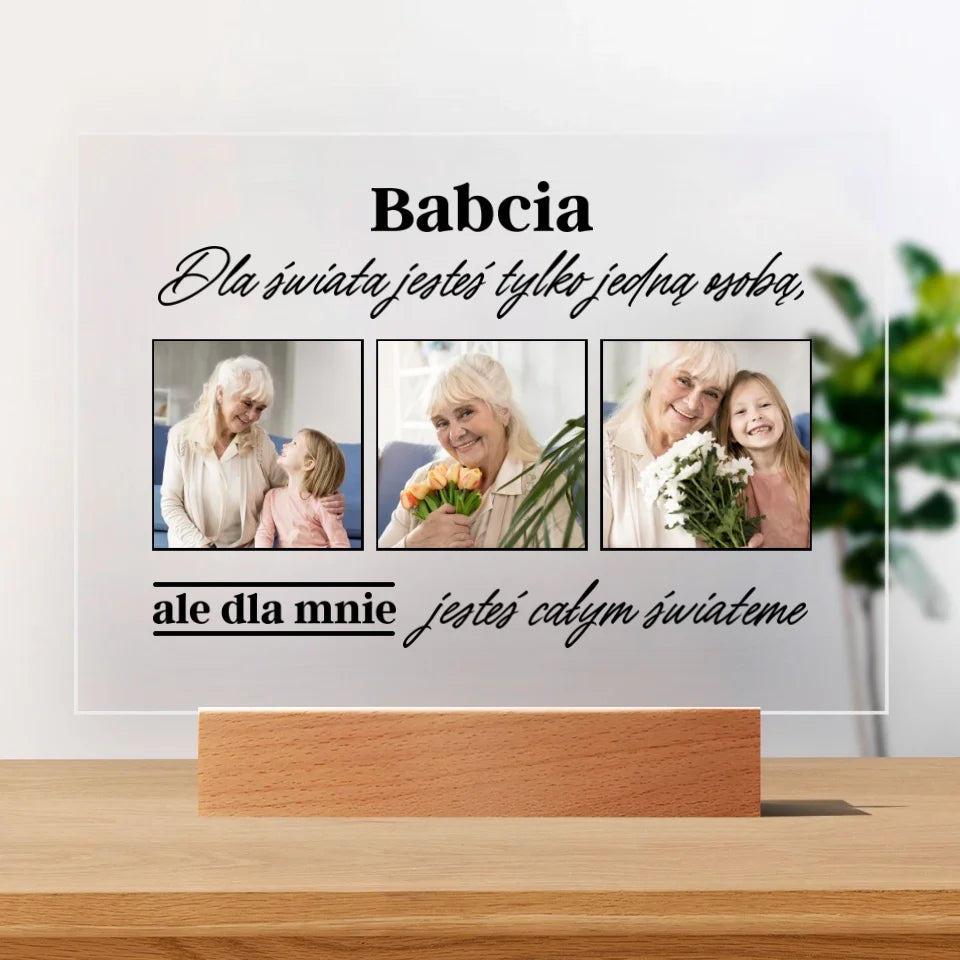 3 zdjęcia z babcią - druk na szkle akrylowem, spersonalizowany prezent dla babci