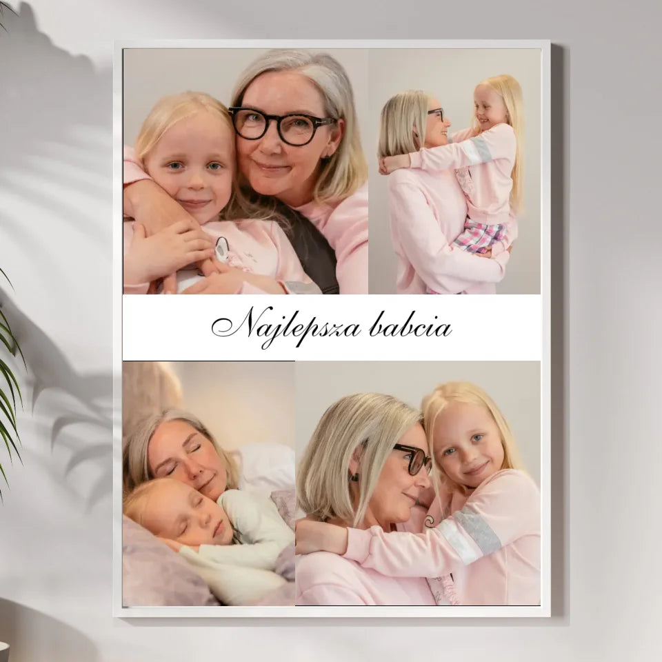 Najlepsza babcia - druk na płótnie, spersonalizowany prezent dla babci