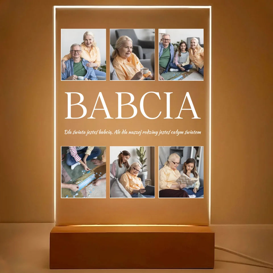 Kolaż na 6 zdjęć z babcią - druk na szkle akrylowym, spersonalizowany prezent dla babci