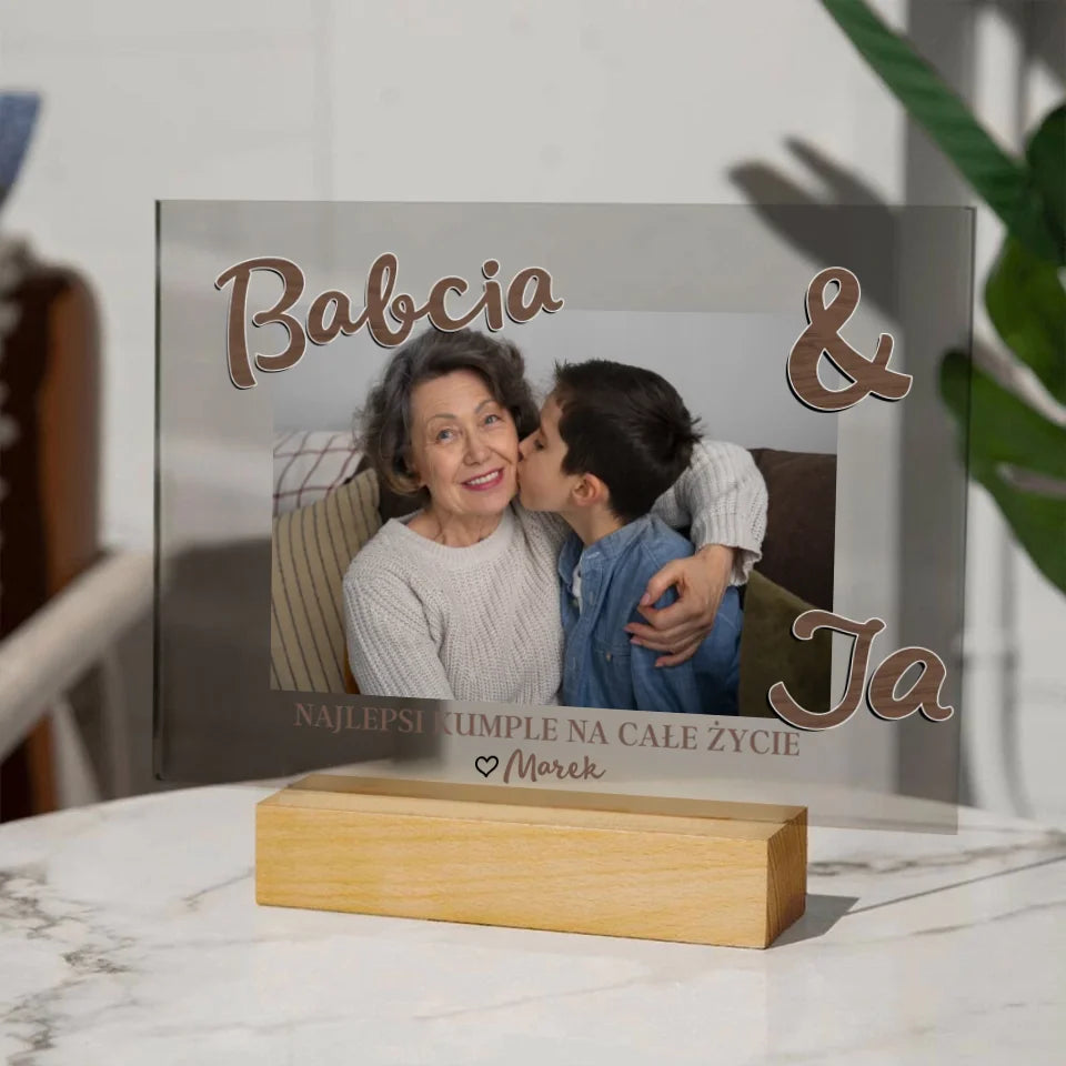 Babcia & Ja - druk na szkle akrylowem, spersonalizowany prezent dla babci