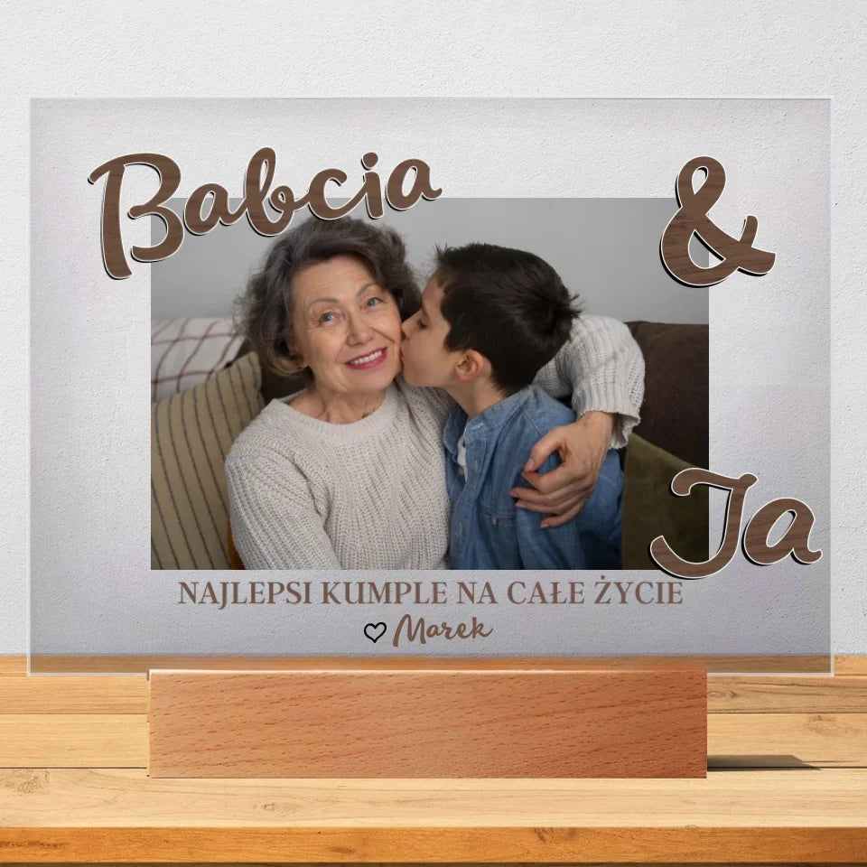 Babcia & Ja - druk na szkle akrylowem, spersonalizowany prezent dla babci