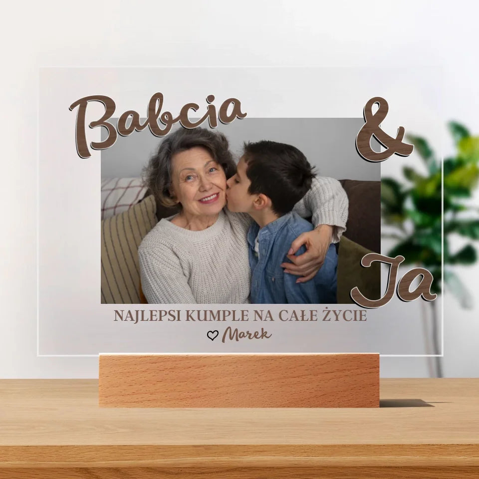 Babcia & Ja - druk na szkle akrylowem, spersonalizowany prezent dla babci