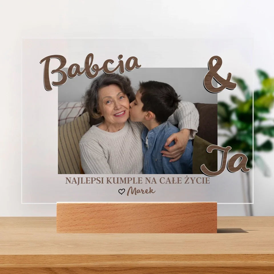 Babcia & Ja - druk na szkle akrylowem, spersonalizowany prezent dla babci
