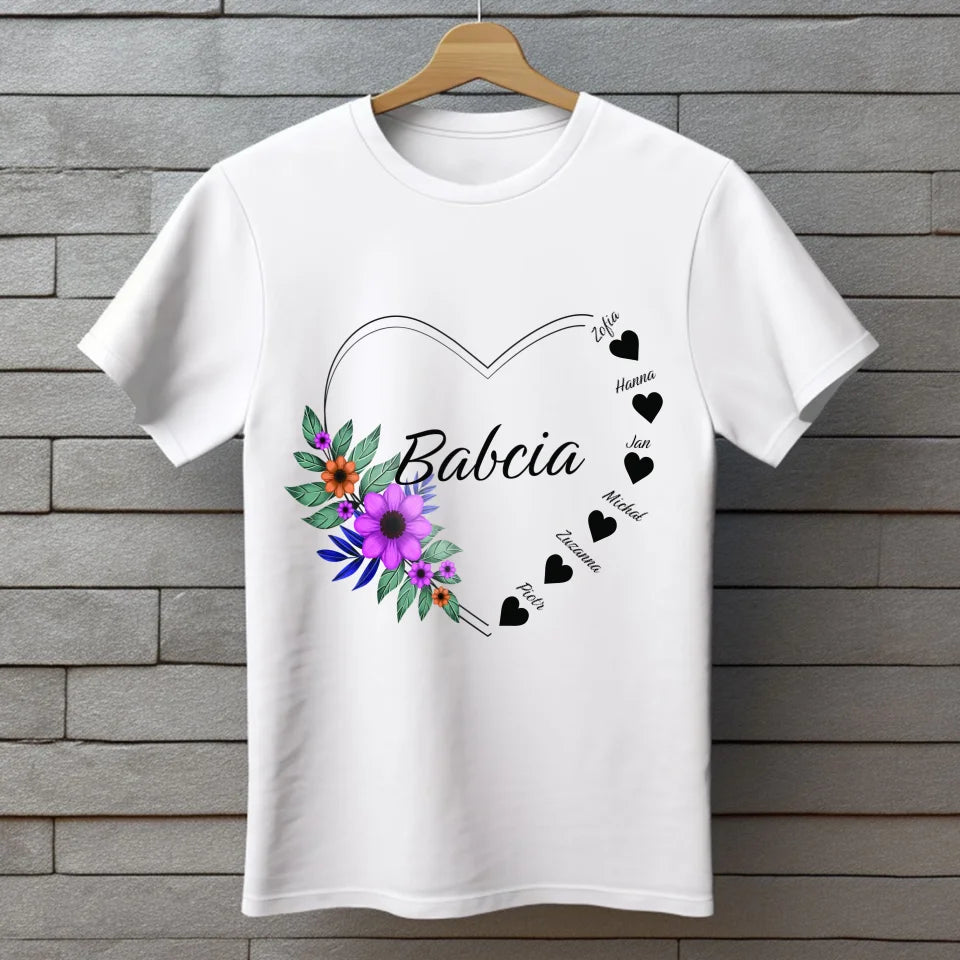 Serce babci (kwiaty) #3 - koszulka, wyjątkowy prezent dla babci