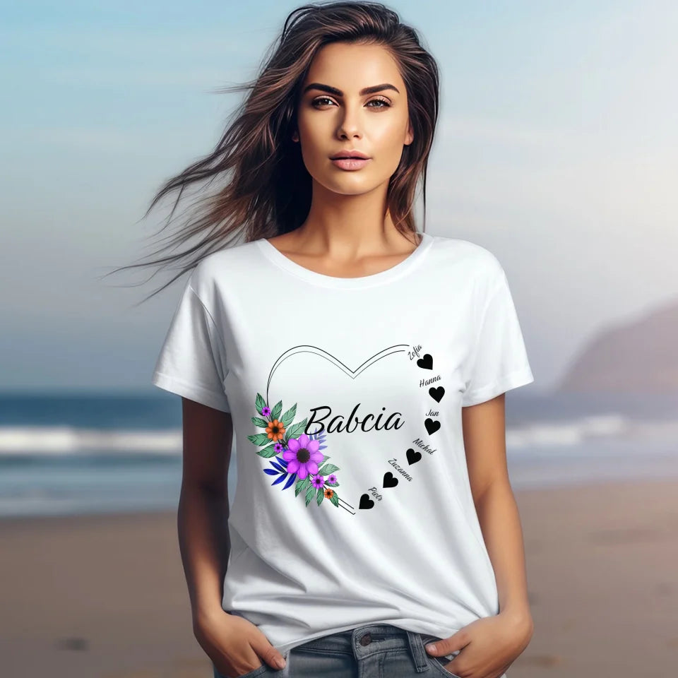 Serce babci (kwiaty) #3 - koszulka, wyjątkowy prezent dla babci