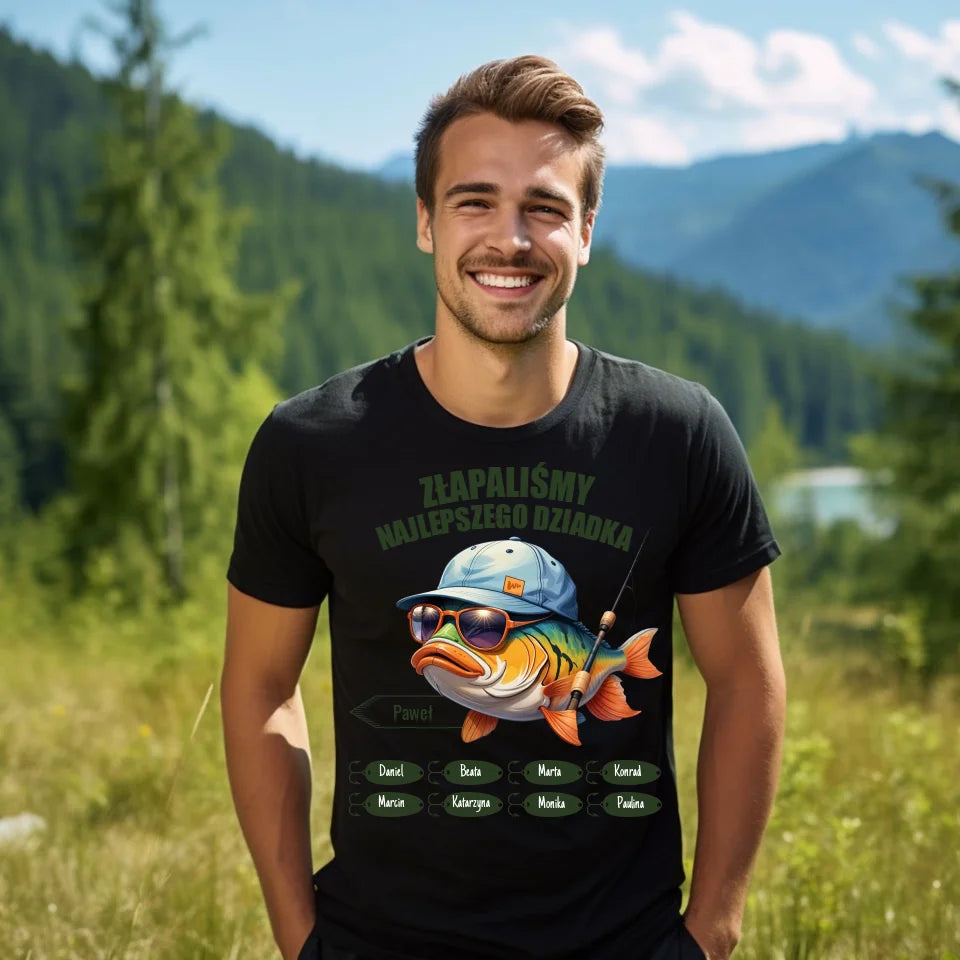 ZŁAPALIŚMY NAJLEPSZEGO DZIADKA - koszulka, wyjątkowy prezent dla dziadka