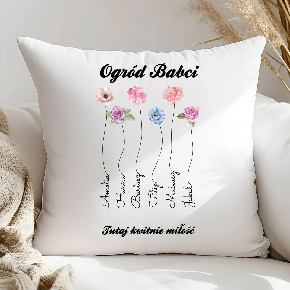 Ogród babci - poduszka, spersonalizowany prezent dla babci