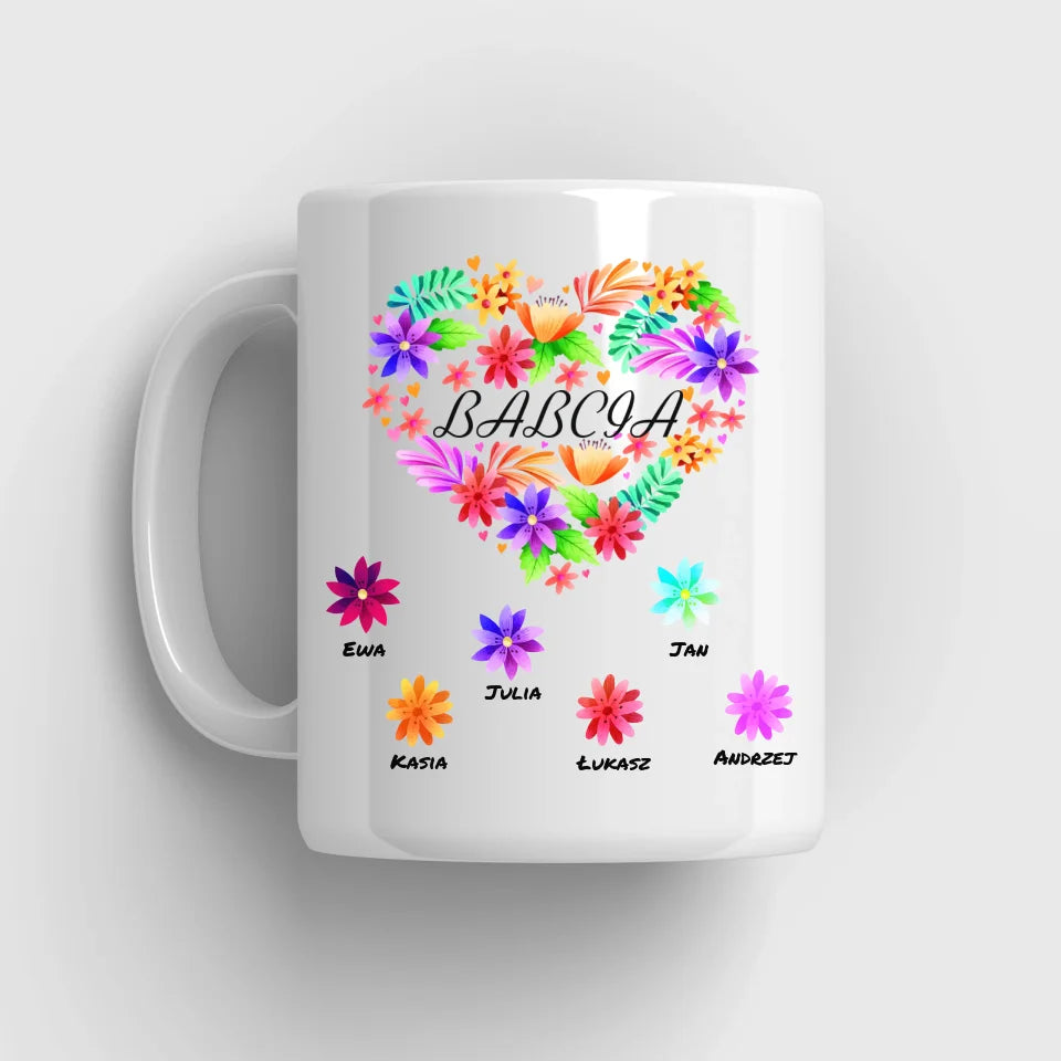 Kwiatowa babcia - Kubek, wyjątkowy prezent dla babci