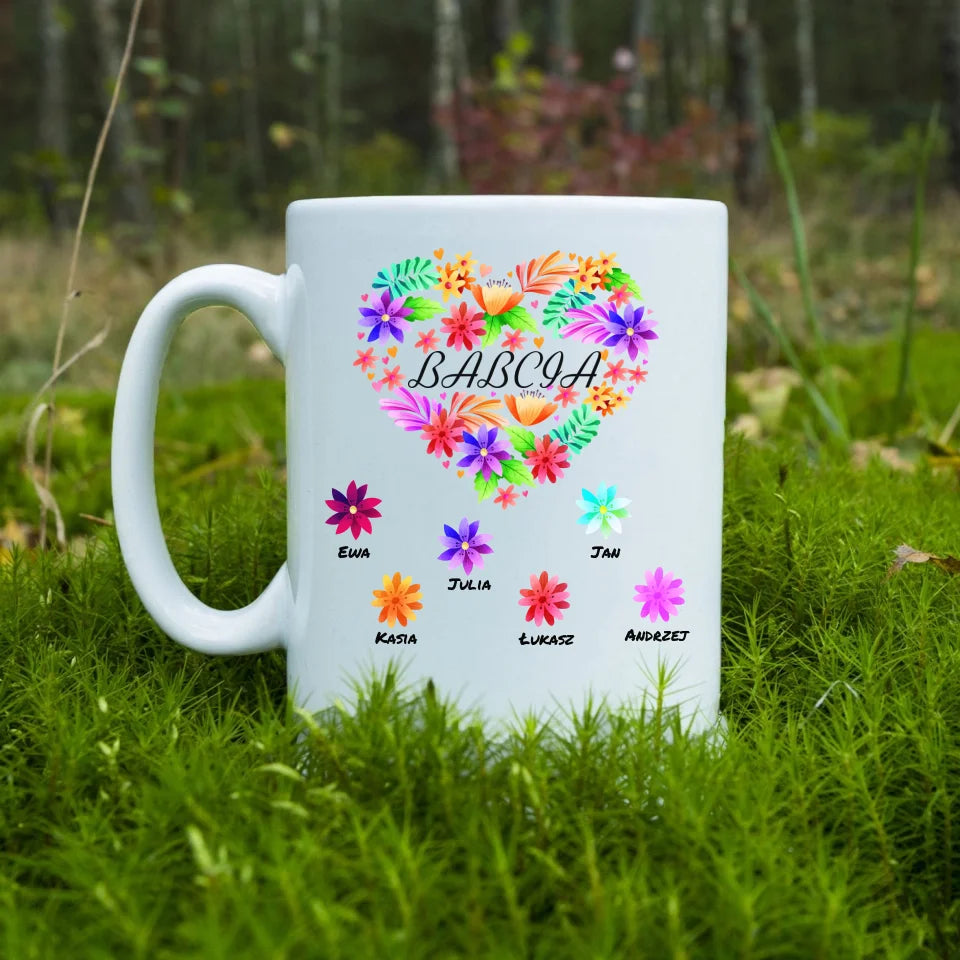 Kwiatowa babcia - Kubek, wyjątkowy prezent dla babci