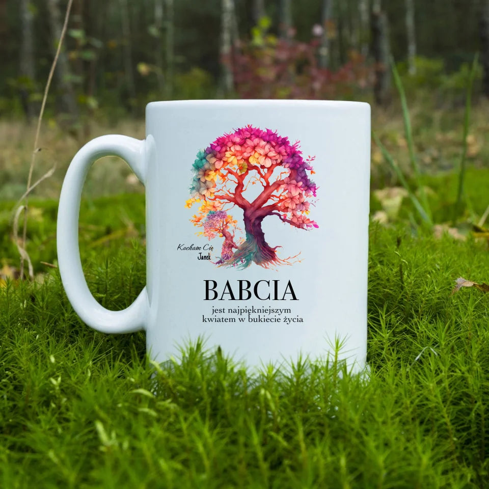 Babcia jest najpiekniejszym kwiatem w bukiecie zycia - Kubek, wyjątkowy prezent dla babci
