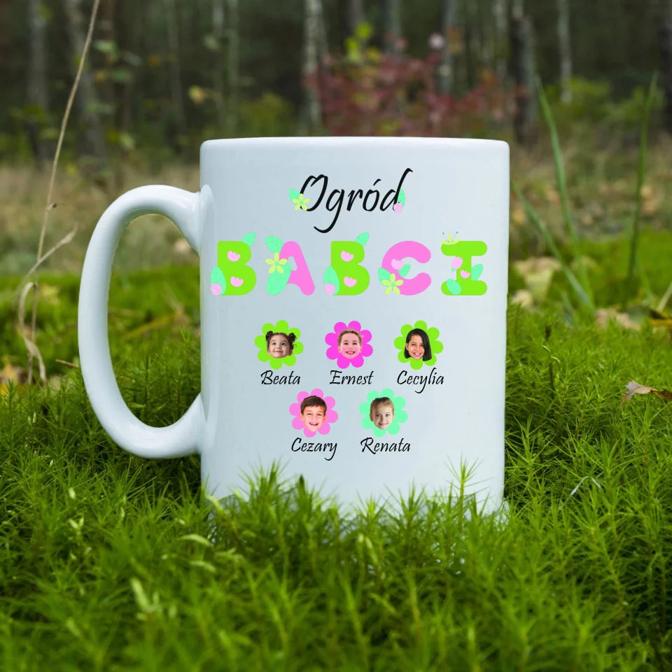 Ogród babci (kwiaty) - kubek, wyjątkowy prezent dla babci