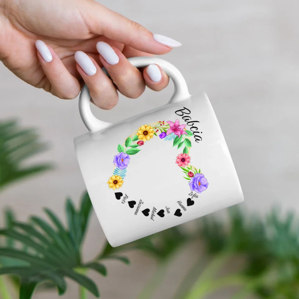 Serce babci (kwiaty) - kubek, wyjątkowy prezent dla babci