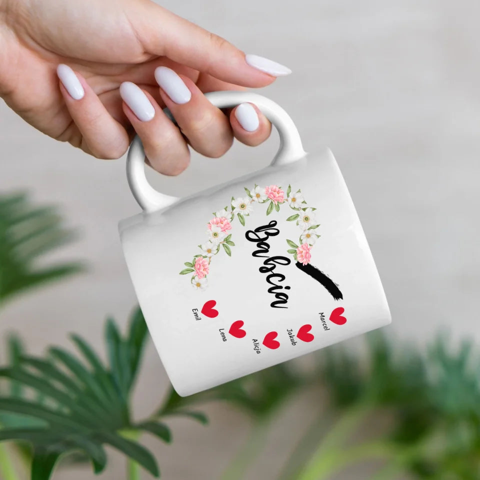 Serce babci (kwiaty) #2 - kubek, wyjątkowy prezent dla babci