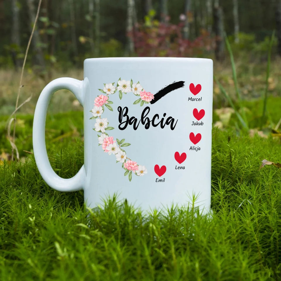 Serce babci (kwiaty) #2 - kubek, wyjątkowy prezent dla babci
