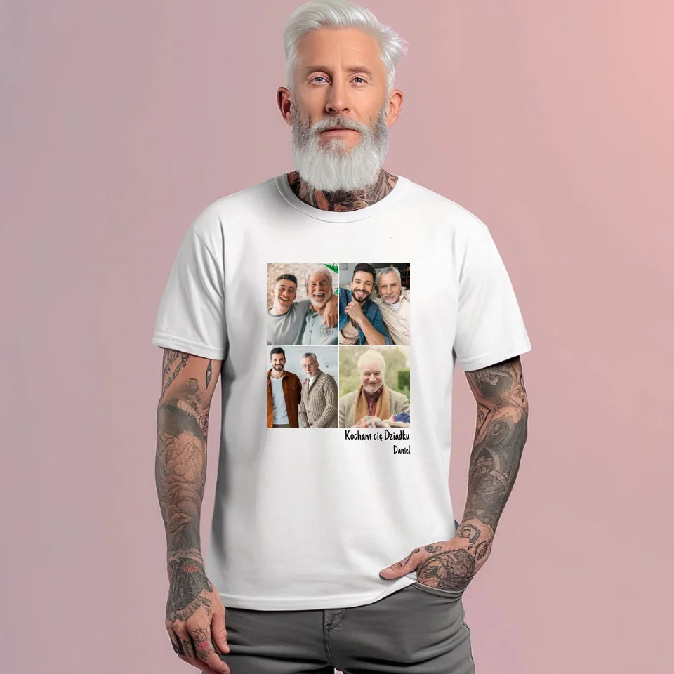 Kolaż dla dziadka - koszulka, wyjątkowy prezent dla dziadka