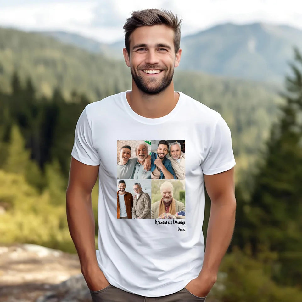 Kolaż dla dziadka - koszulka, wyjątkowy prezent dla dziadka