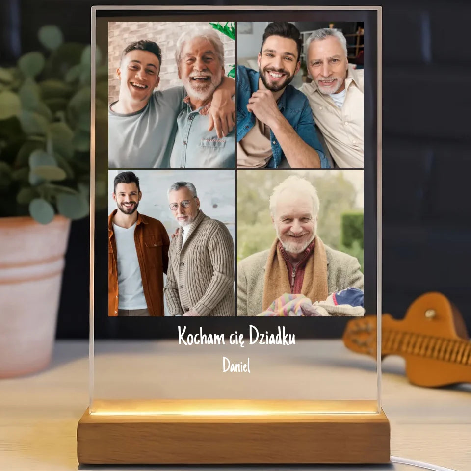 Kolaż dla dziadka - druk na szkle akrylowym, spersonalizowany prezent dla dziadka
