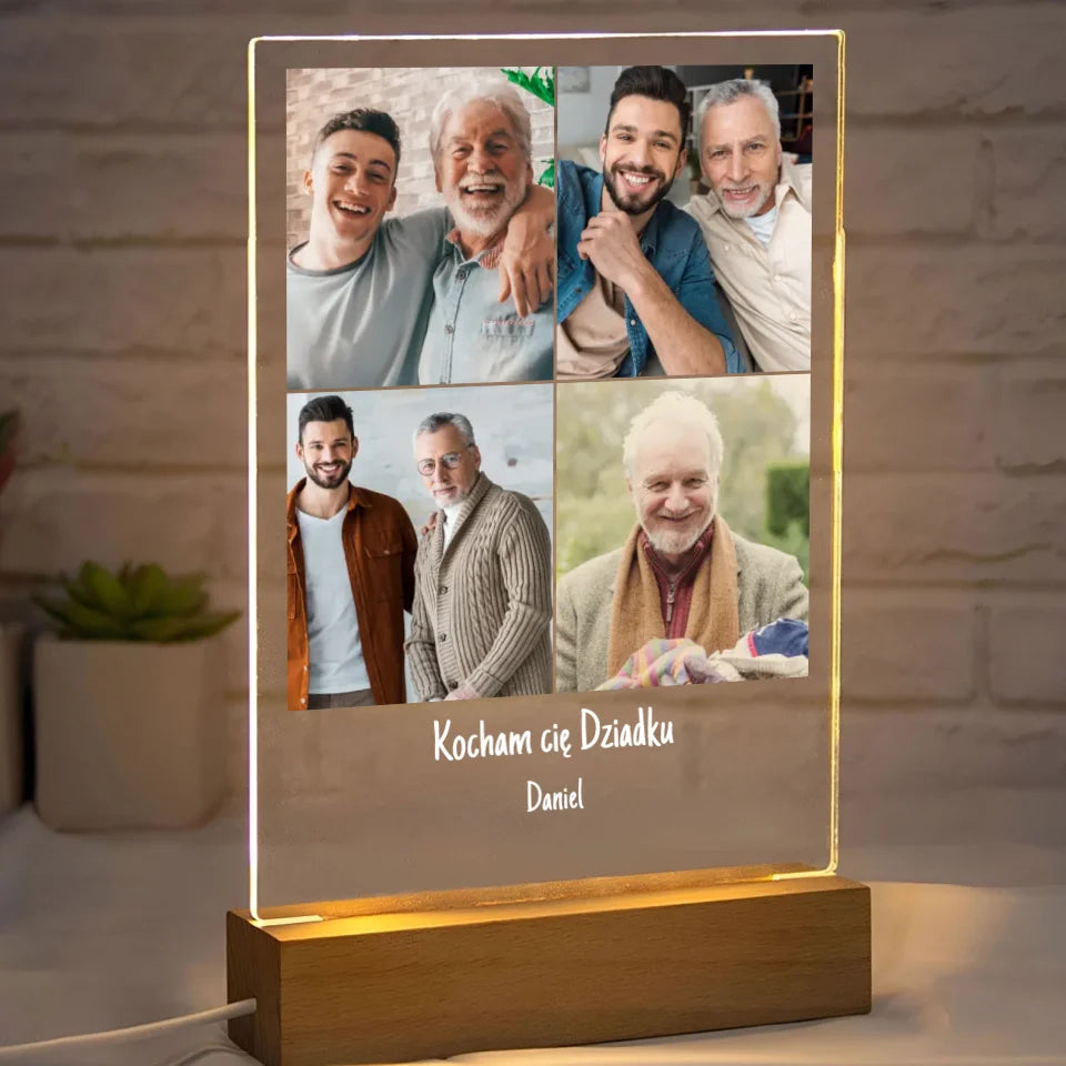Kolaż dla dziadka - druk na szkle akrylowym, spersonalizowany prezent dla dziadka
