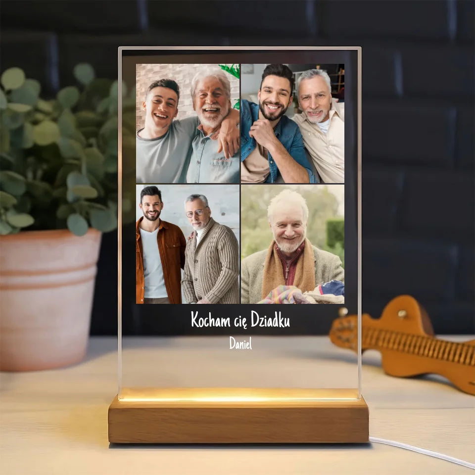 Kolaż dla dziadka - druk na szkle akrylowym, spersonalizowany prezent dla dziadka