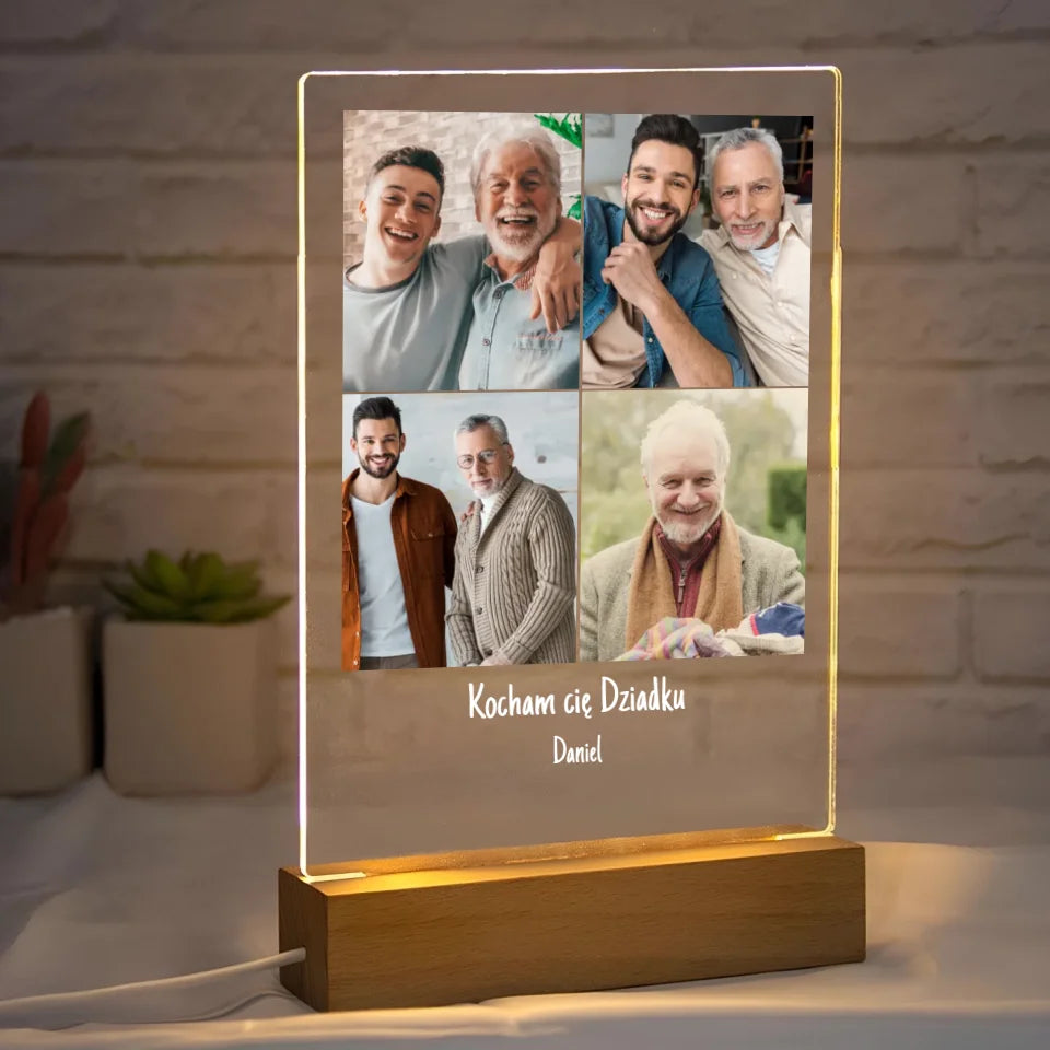 Kolaż dla dziadka - druk na szkle akrylowym, spersonalizowany prezent dla dziadka