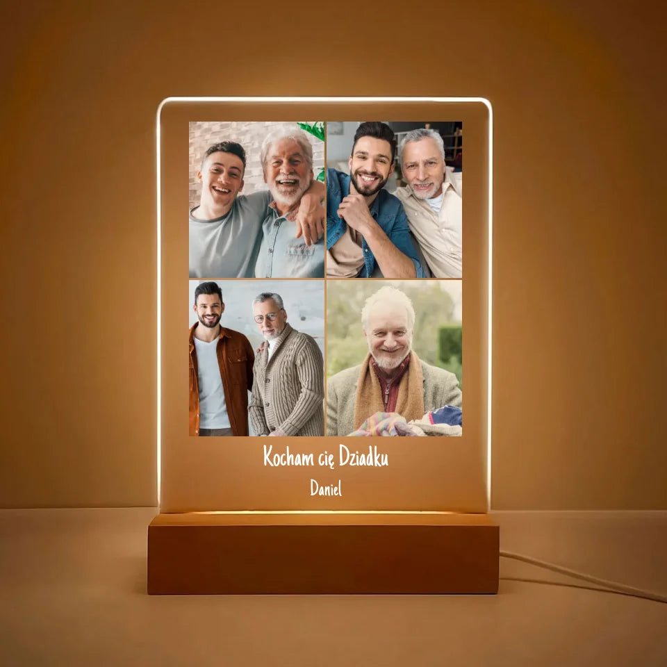 Kolaż dla dziadka - druk na szkle akrylowym, spersonalizowany prezent dla dziadka