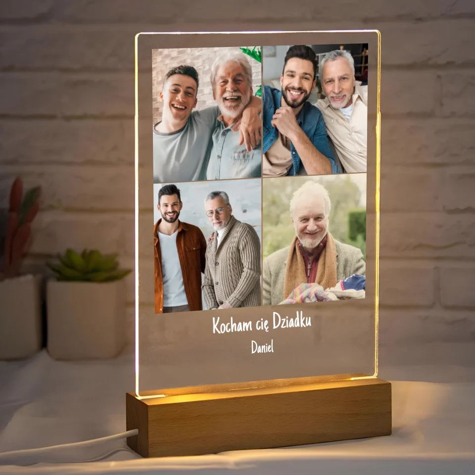 Kolaż dla dziadka - druk na szkle akrylowym, spersonalizowany prezent dla dziadka