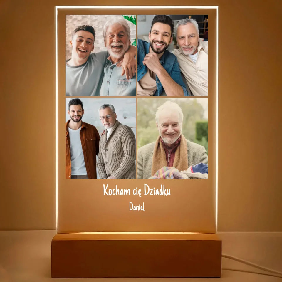 Kolaż dla dziadka - druk na szkle akrylowym, spersonalizowany prezent dla dziadka