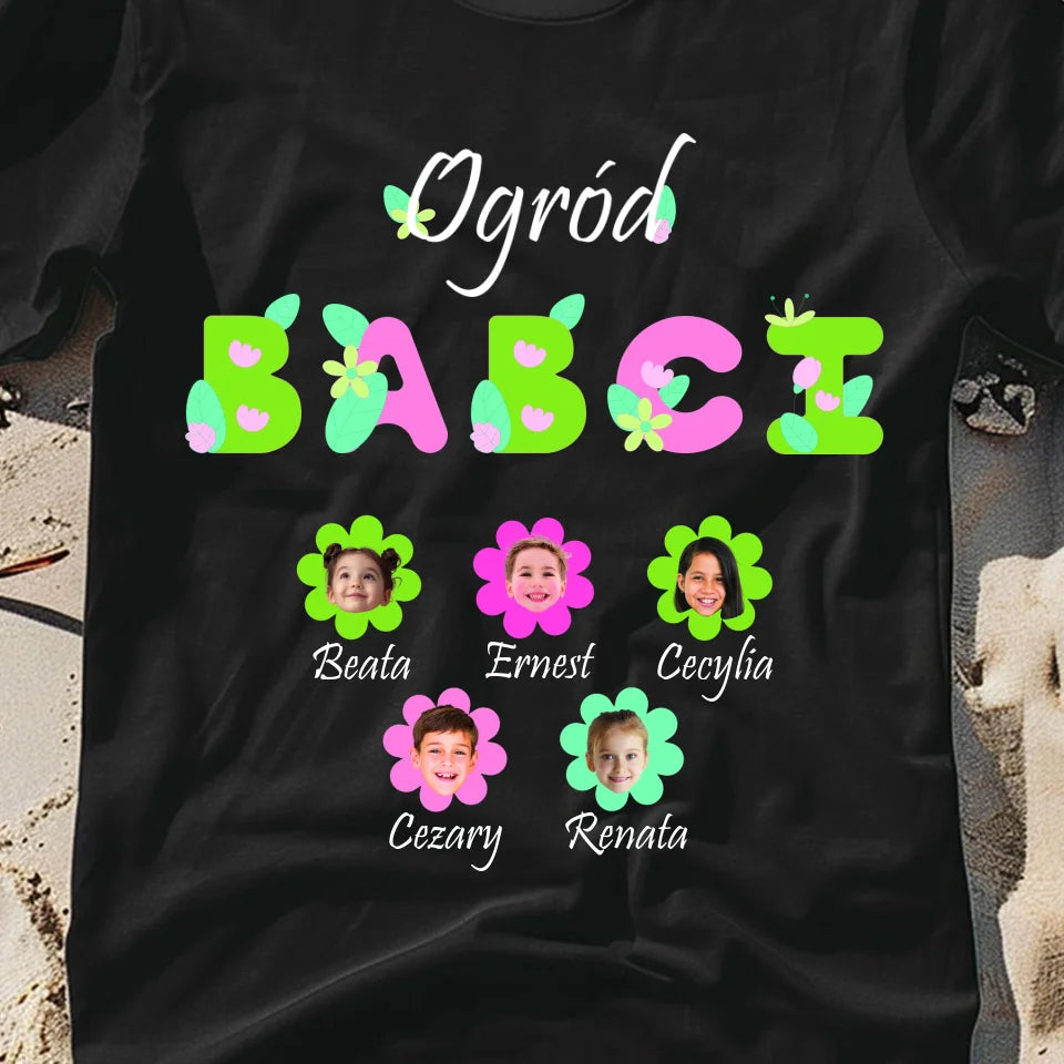 Ogród babci (kwiaty)- koszulka, wyjątkowy prezent dla babci