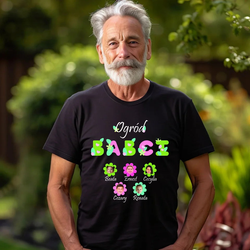 Ogród babci (kwiaty)- koszulka, wyjątkowy prezent dla babci