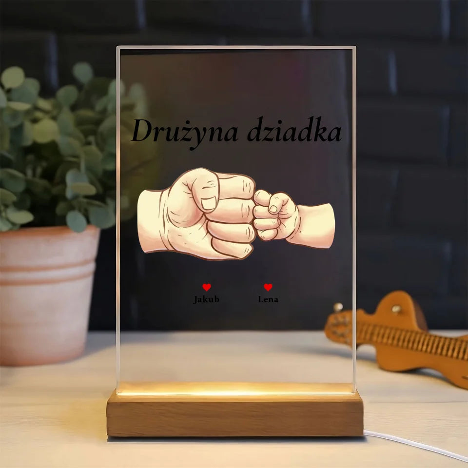 Drużyna dziadka #2 - druk na szkle akrylowym, spersonalizowany prezent dla dziadka