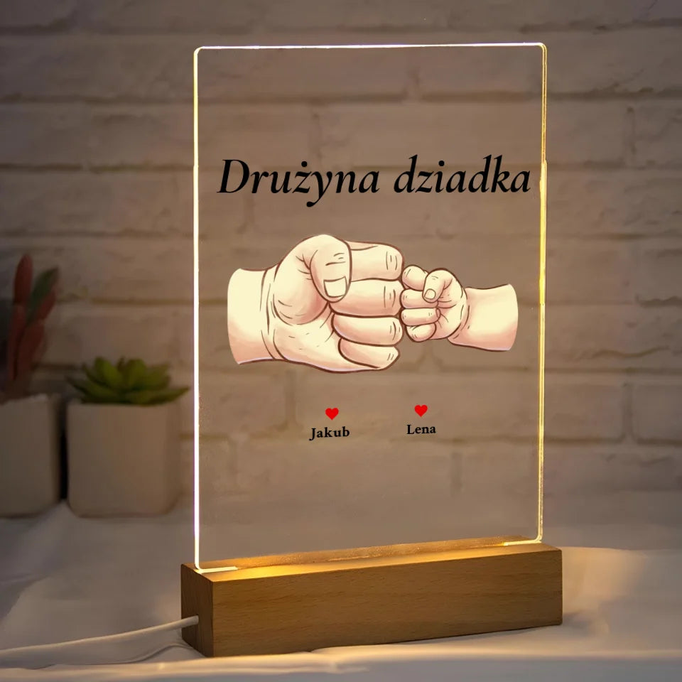 Drużyna dziadka #2 - druk na szkle akrylowym, spersonalizowany prezent dla dziadka