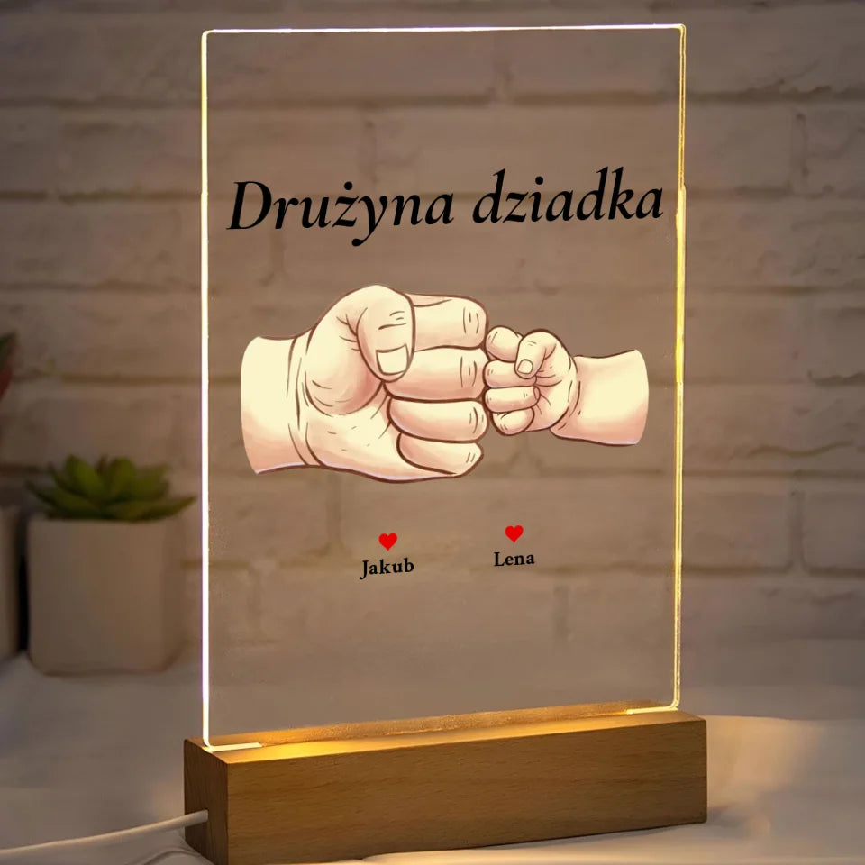Drużyna dziadka #2 - druk na szkle akrylowym, spersonalizowany prezent dla dziadka