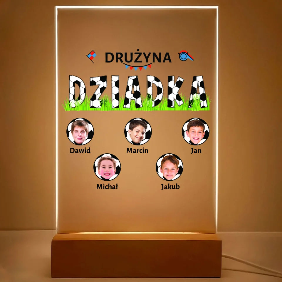 Drużyna dziadka - druk na szkle akrylowym, spersonalizowany prezent dla dziadka