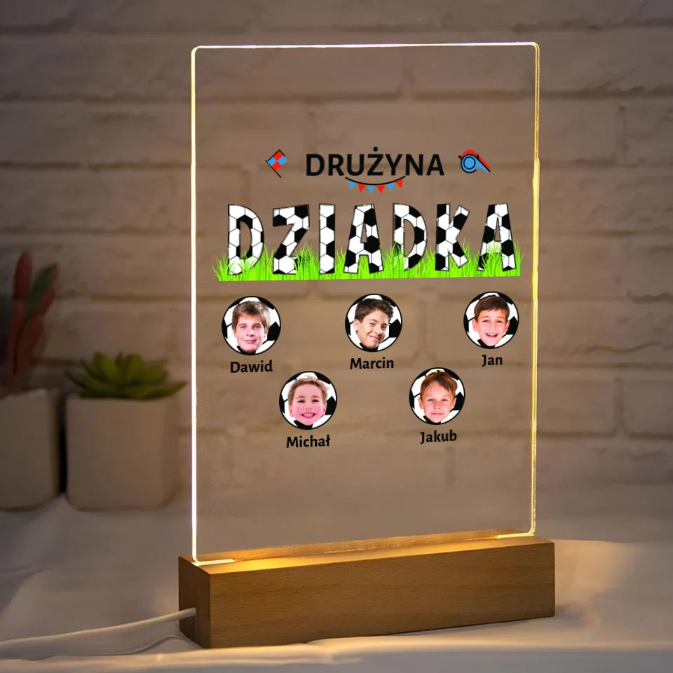 Drużyna dziadka - druk na szkle akrylowym, spersonalizowany prezent dla dziadka