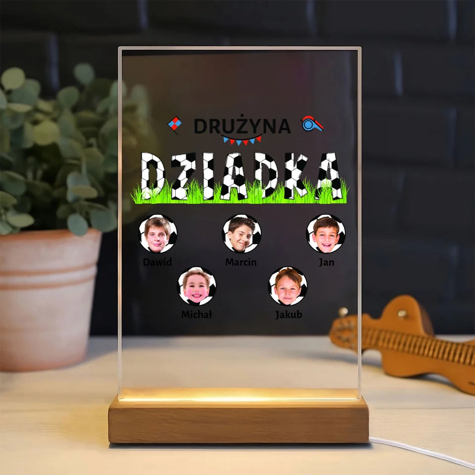 Drużyna dziadka - druk na szkle akrylowym, spersonalizowany prezent dla dziadka