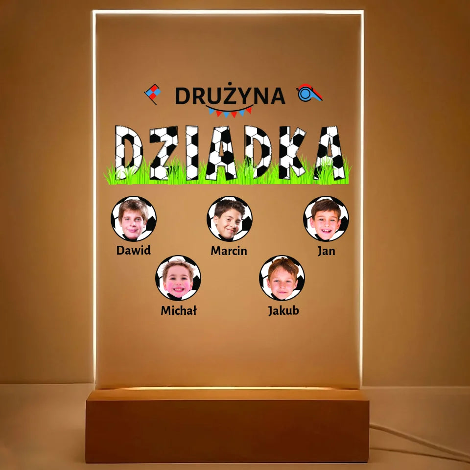 Drużyna dziadka - druk na szkle akrylowym, spersonalizowany prezent dla dziadka