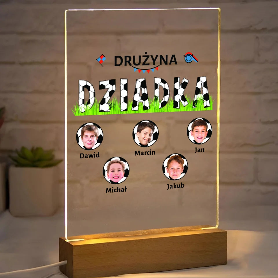 Drużyna dziadka - druk na szkle akrylowym, spersonalizowany prezent dla dziadka