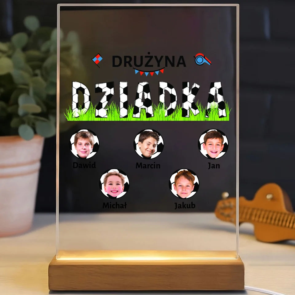 Drużyna dziadka - druk na szkle akrylowym, spersonalizowany prezent dla dziadka