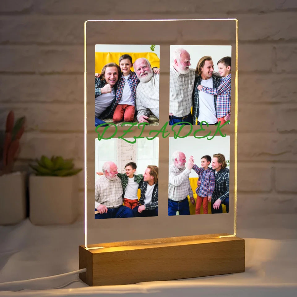 Dziadek - druk na szkle akrylowym, spersonalizowany prezent dla dziadka