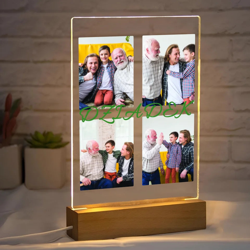 Dziadek - druk na szkle akrylowym, spersonalizowany prezent dla dziadka