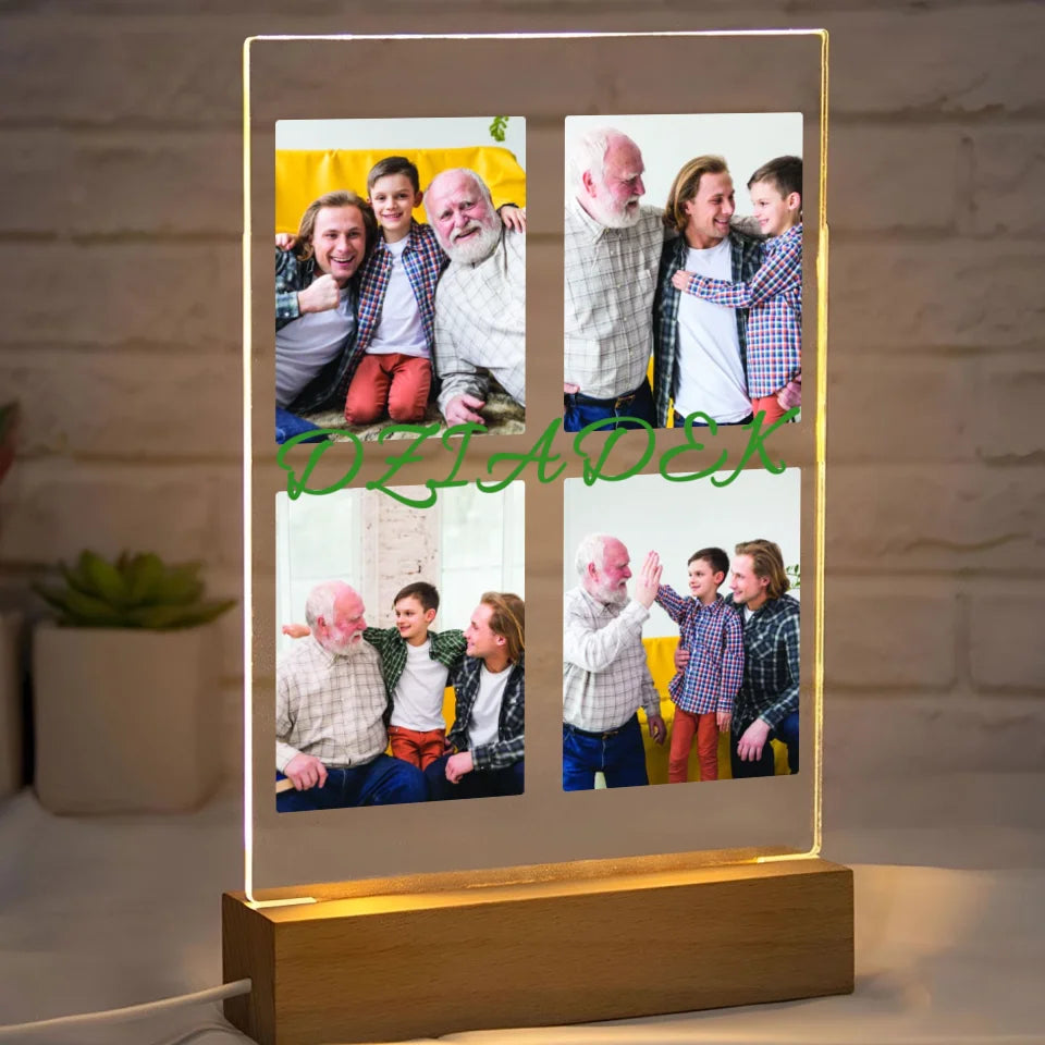 Dziadek - druk na szkle akrylowym, spersonalizowany prezent dla dziadka