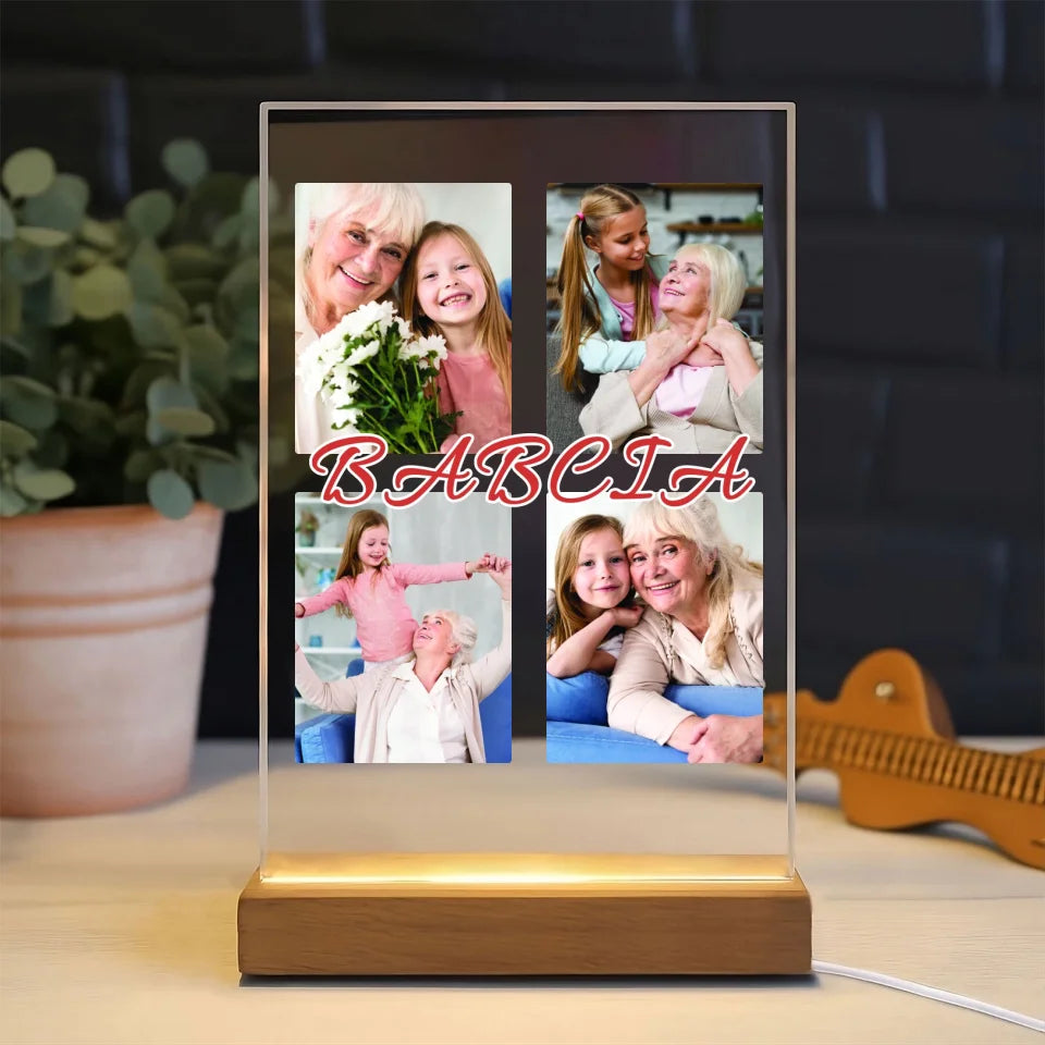 Babcia - druk na szkle akrylowym, spersonalizowany prezent dla babci