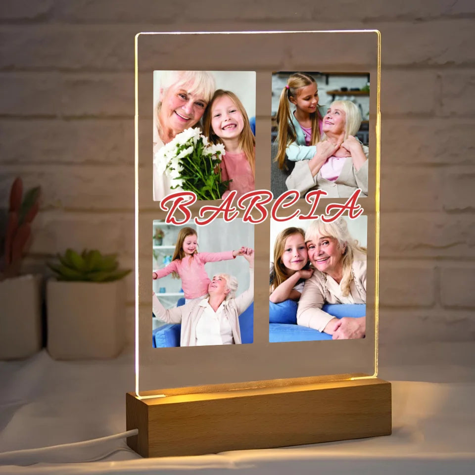Babcia - druk na szkle akrylowym, spersonalizowany prezent dla babci