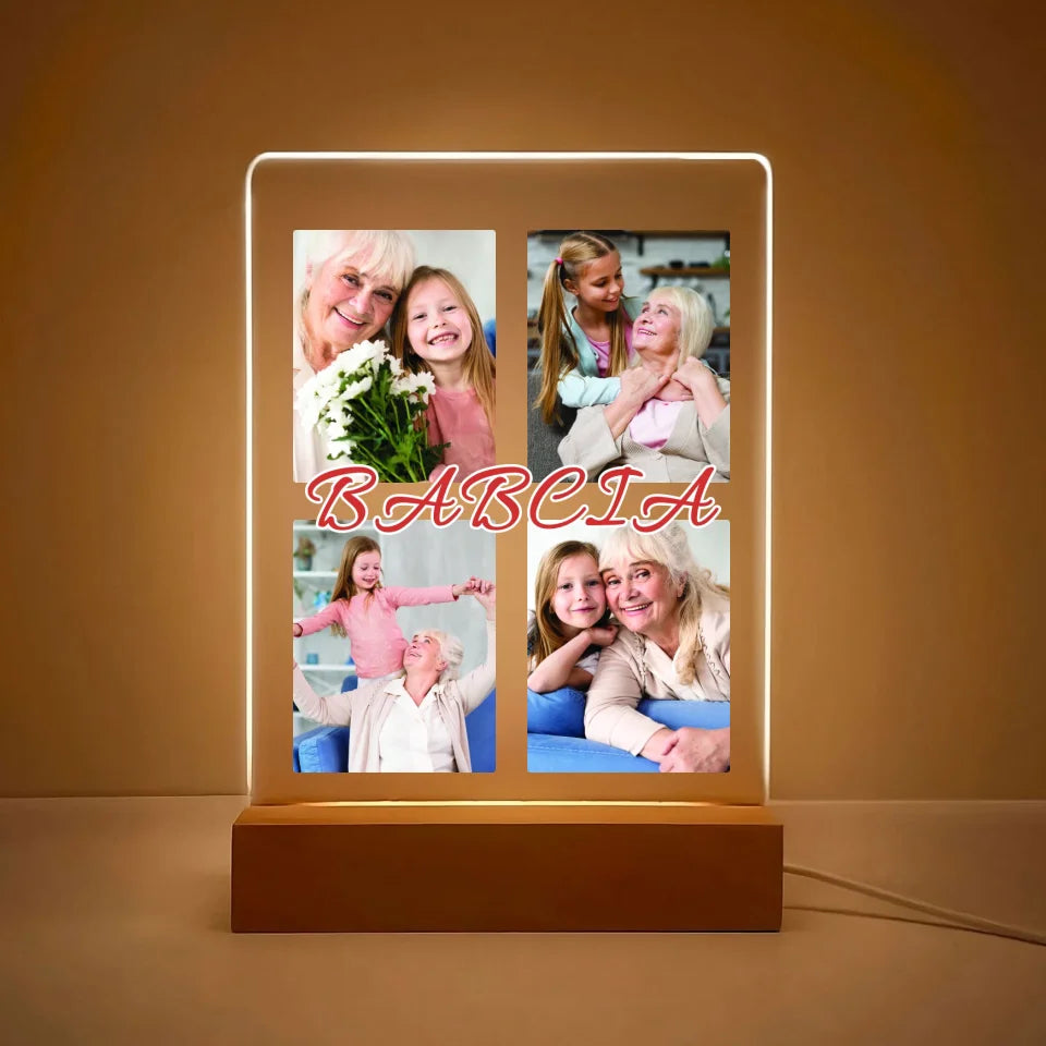 Babcia - druk na szkle akrylowym, spersonalizowany prezent dla babci