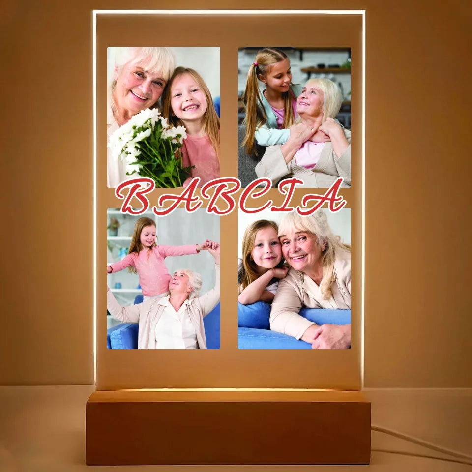 Babcia - druk na szkle akrylowym, spersonalizowany prezent dla babci