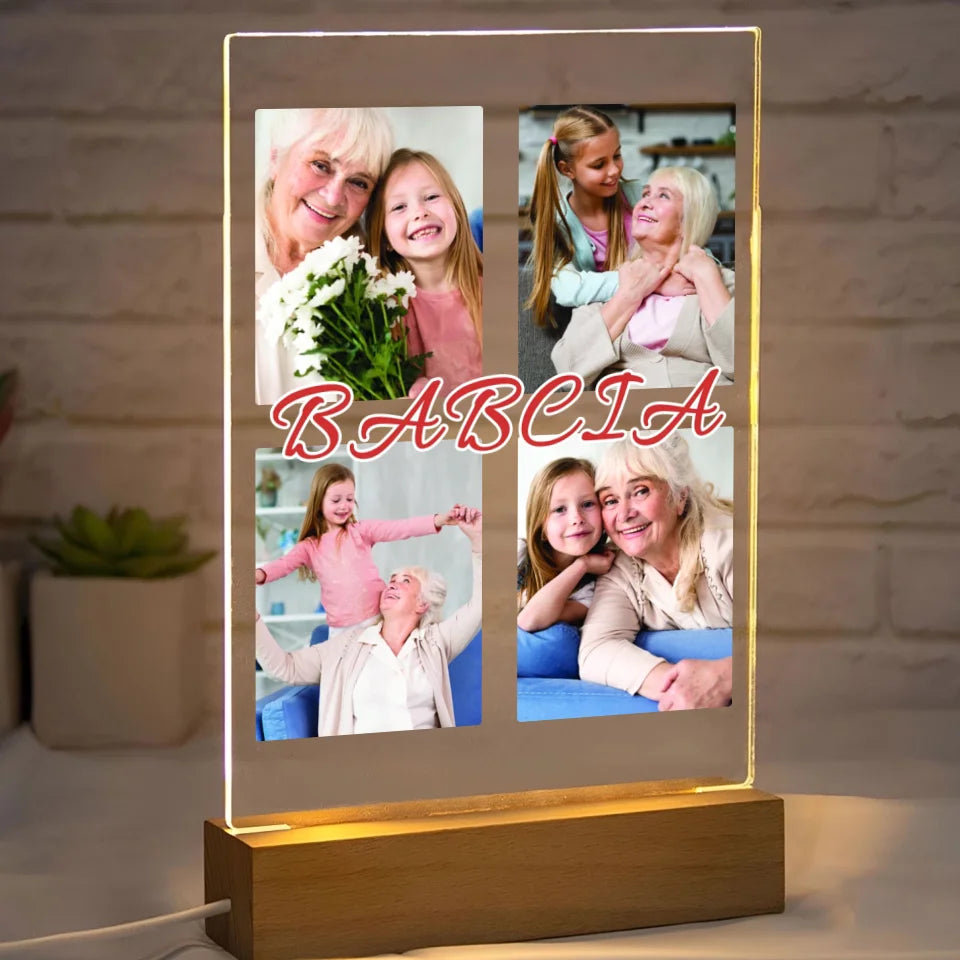 Babcia - druk na szkle akrylowym, spersonalizowany prezent dla babci